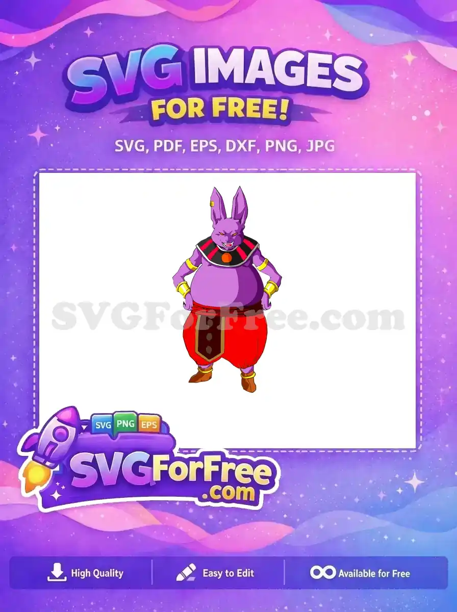 A free design of Champa, the purple God of Destruction from Dragon Ball Super, ready for your creative projects.