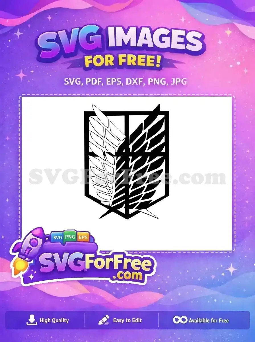 Free Wings of Freedom SVG, a striking black and white emblem, perfect for fans. Get this free design today!
