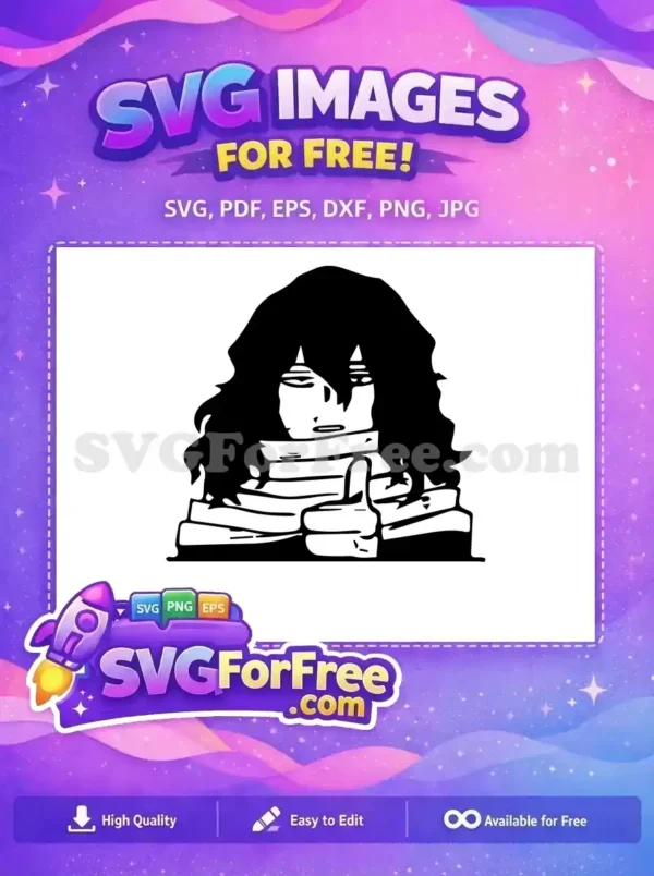 A cool free vector design of Aizawa from My Hero Academia giving a thumbs-up, perfect for any free fan art project. This free design is highly versatile.