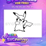Free Smiling Pikachu Black Outline Free Iconic Lightning Tail Pokemon Free SVG - Instant Download