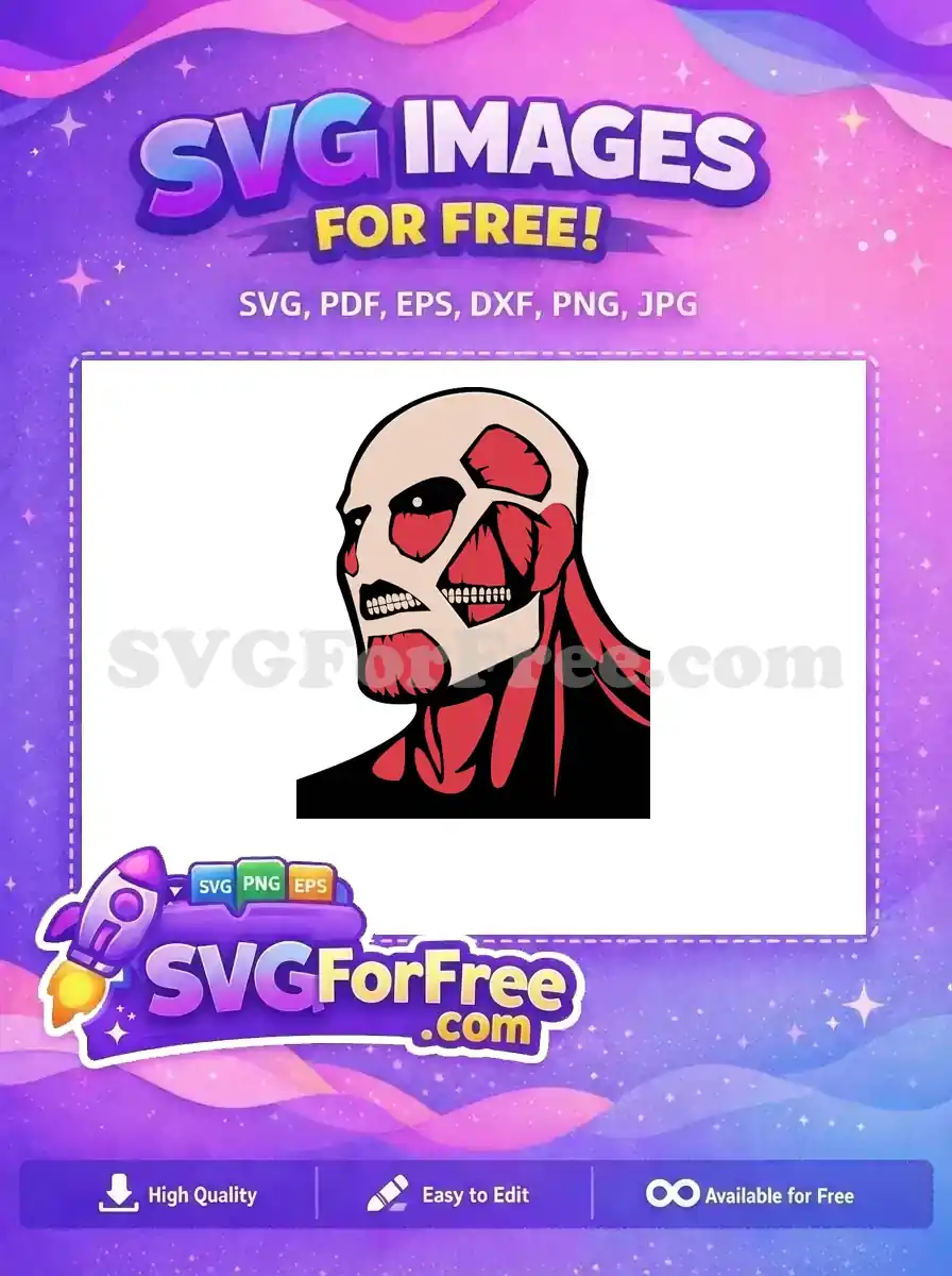 A free design of a formidable titan-like head and shoulders, featuring exposed muscle, bared teeth, and intense eyes.