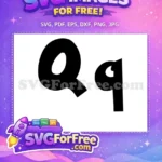 Free Black Uppercase Q Free Black Lowercase q Anime Alphabet Free SVG - Instant Download