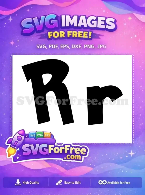 Free Dynamic Rr Lettering SVG for Creative Designs! A free, stylized black capital 'R' and lowercase 'r' font, tilted dynamically on a clean white background. Perfect for free creative projects.