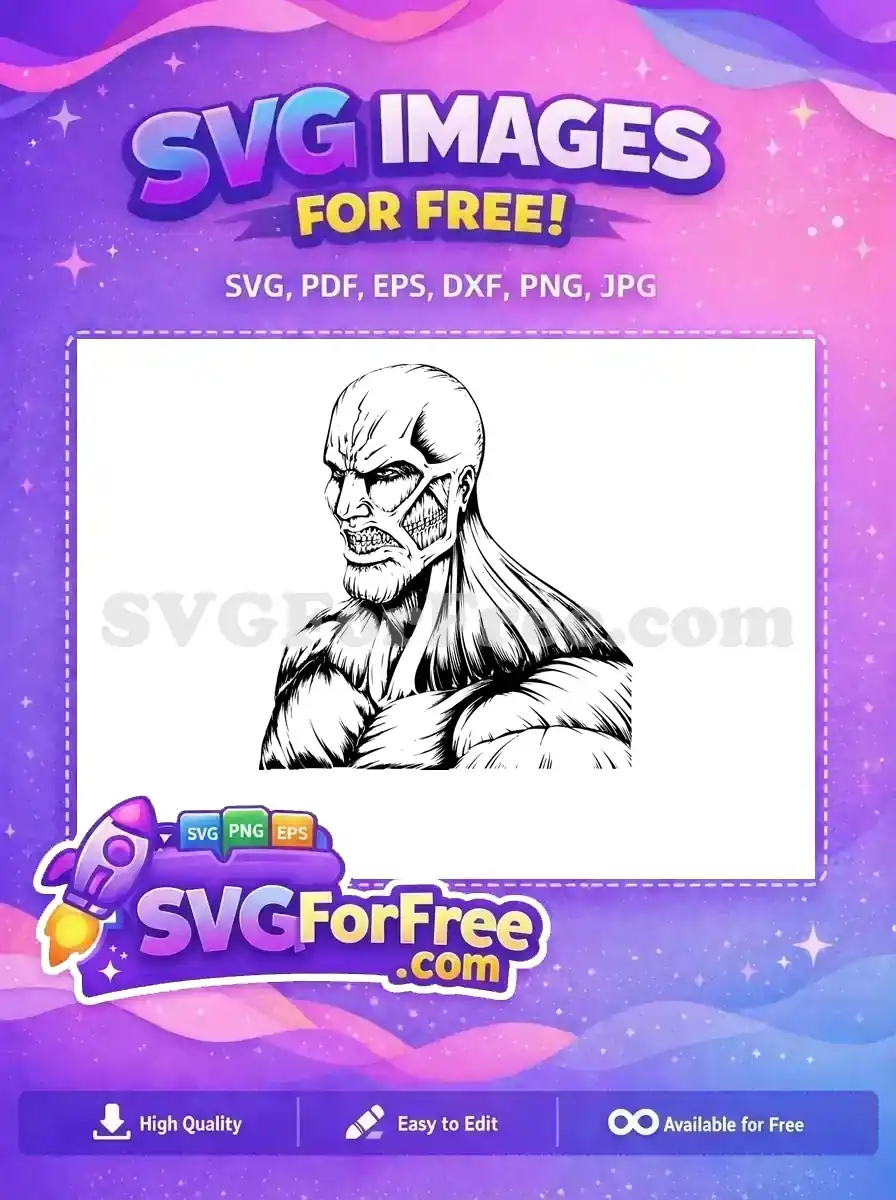 A free design of a formidable, skinless titan figure, showcasing intricate musculature. This powerful free SVG is perfect for bold projects.