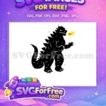 Free Angry Black Silhouette Free Fiery Breathing Godzilla Free ANIME SVG - Instant Download