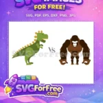 Free Green Godzilla Free Brown King Kong Epic Anime Battle Free SVG - Instant Download
