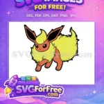 Free Cute Orange Flareon Free Fluffy Yellow Fur Pokemon ANIME Free SVG - Instant Download