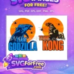 Free Blue Godzilla Roaring Free Brown King Kong Aggressive Battle Free SVG - Instant Download