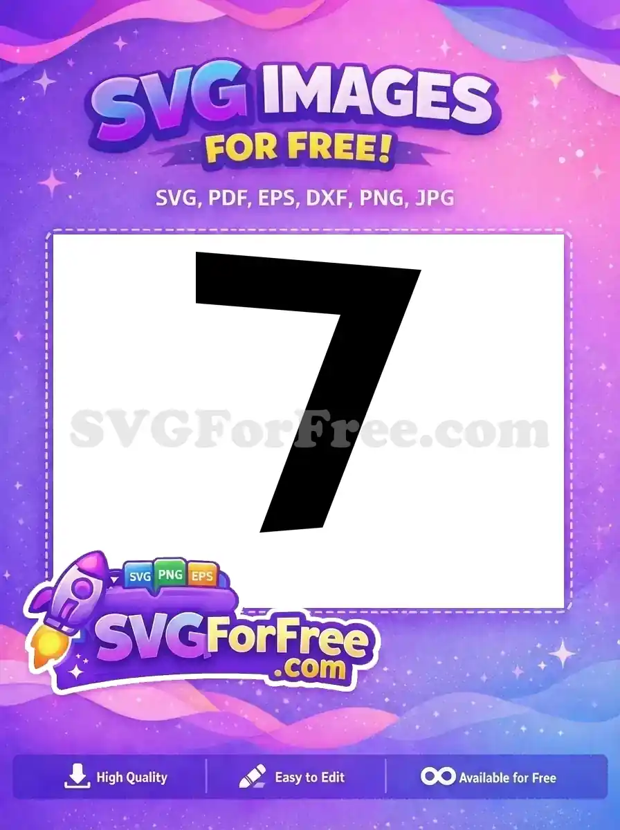 A free bold black numeral 7 SVG design, ideal for digital art, crafting, and educational resources. Get this free vector now!