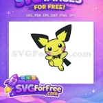 Free Happy Yellow Pichu Pink Cheeks Free Playful Anime Pokemon Free SVG - Instant Download