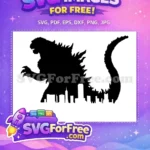 Free Roaring Black Godzilla Free Spiky Tail City Skyline ANIME Free SVG - Instant Download