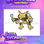 Free Stern Yellow Alakazam Free Blue Spoons Pokemon ANIME Free SVG - Instant Download