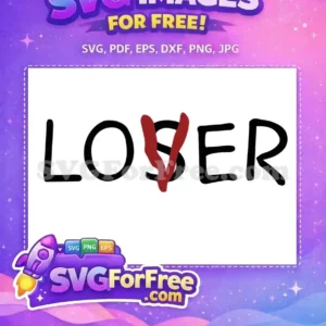 Free “LOVER” Transformation SVG Design – Iconic & Free! This free design depicts the word "LOSER" in black, with the 'S' crossed out in red, making it "LOVER." A free, iconic graphic.