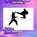 Free Silhouetted Fighters Free High Kick Block Anime Karate Battle Free SVG - Instant Download