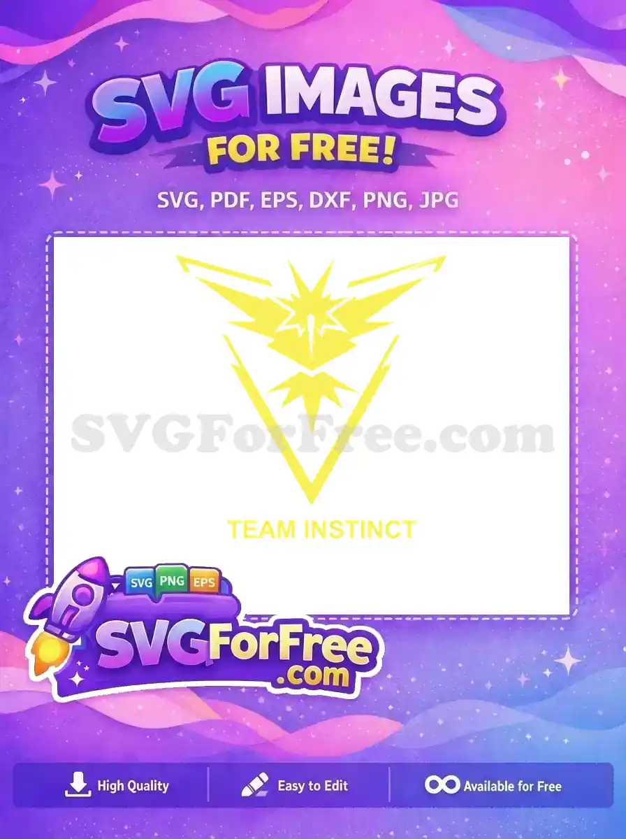 A free Team Instinct logo, featuring a striking yellow Zapdos-inspired lightning bird emblem and text on white.