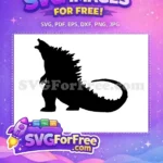 Free Roaring Black Silhouette Free Powerful Godzilla ANIME Free SVG - Instant Download