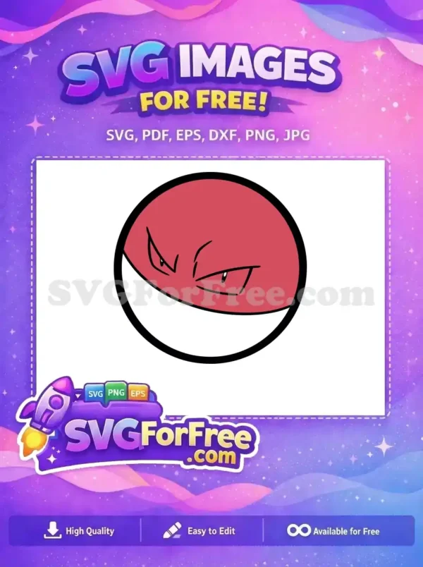 A free, menacing red and white circular monster face design, ideal for bold digital projects. Grab this free SVG now!