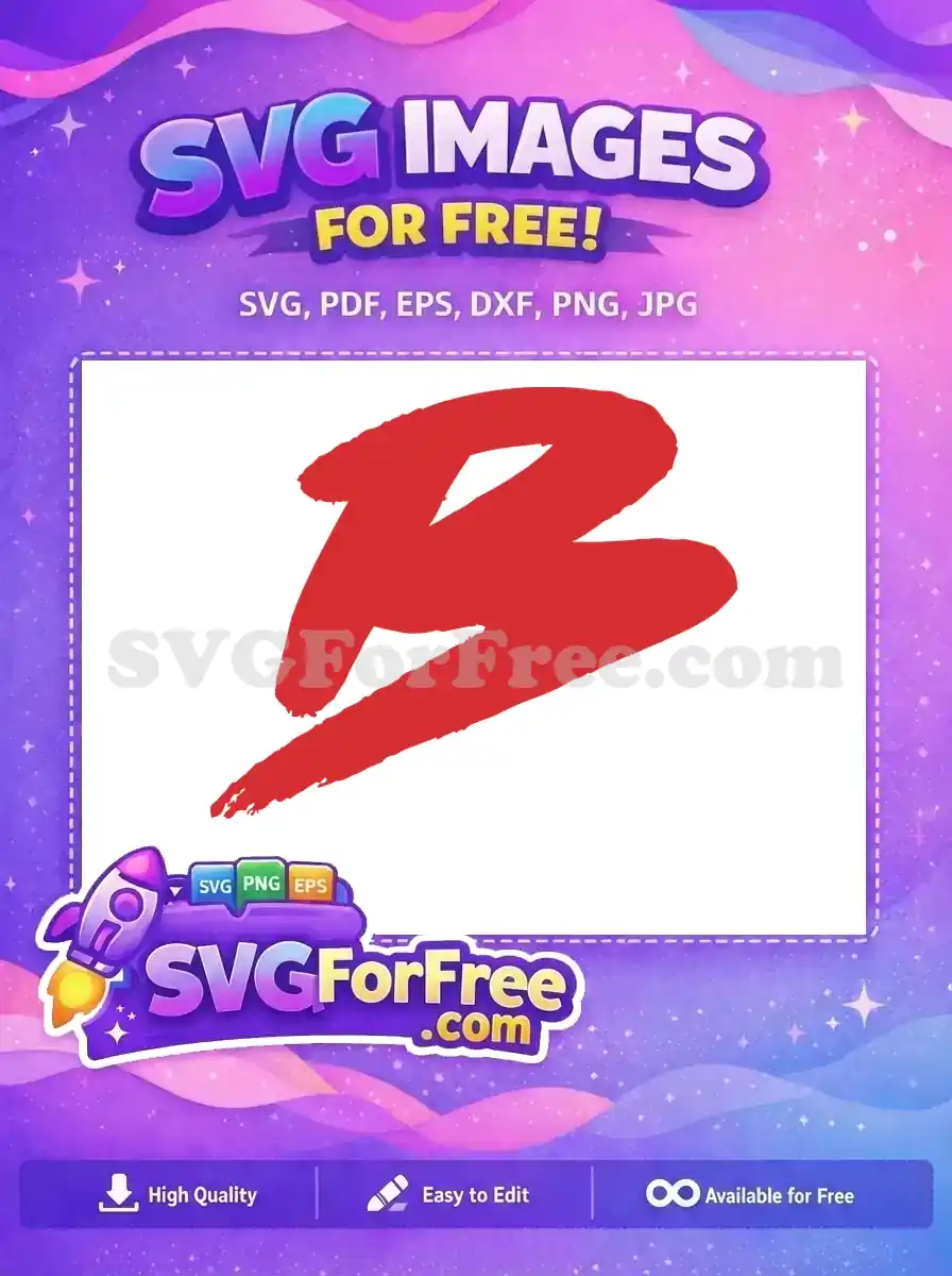 Free brushstroke letter B SVG, a vibrant red, hand-drawn style design perfect for diverse creative applications.