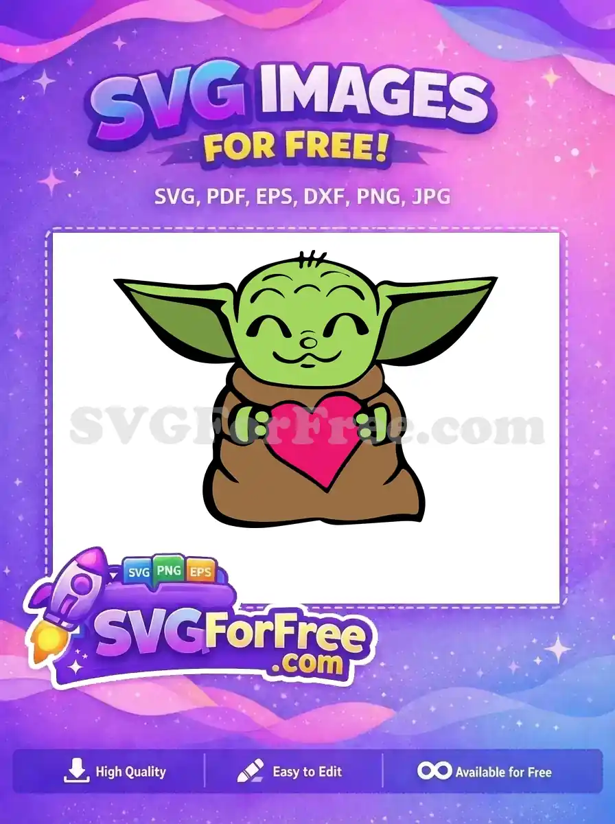 Free Smiling Yoda Free Pink Heart Star Wars Free SVG