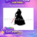 Free Silhouette Cloaked Figure Free Red Light Saber Star Wars Free SVG - Instant Download