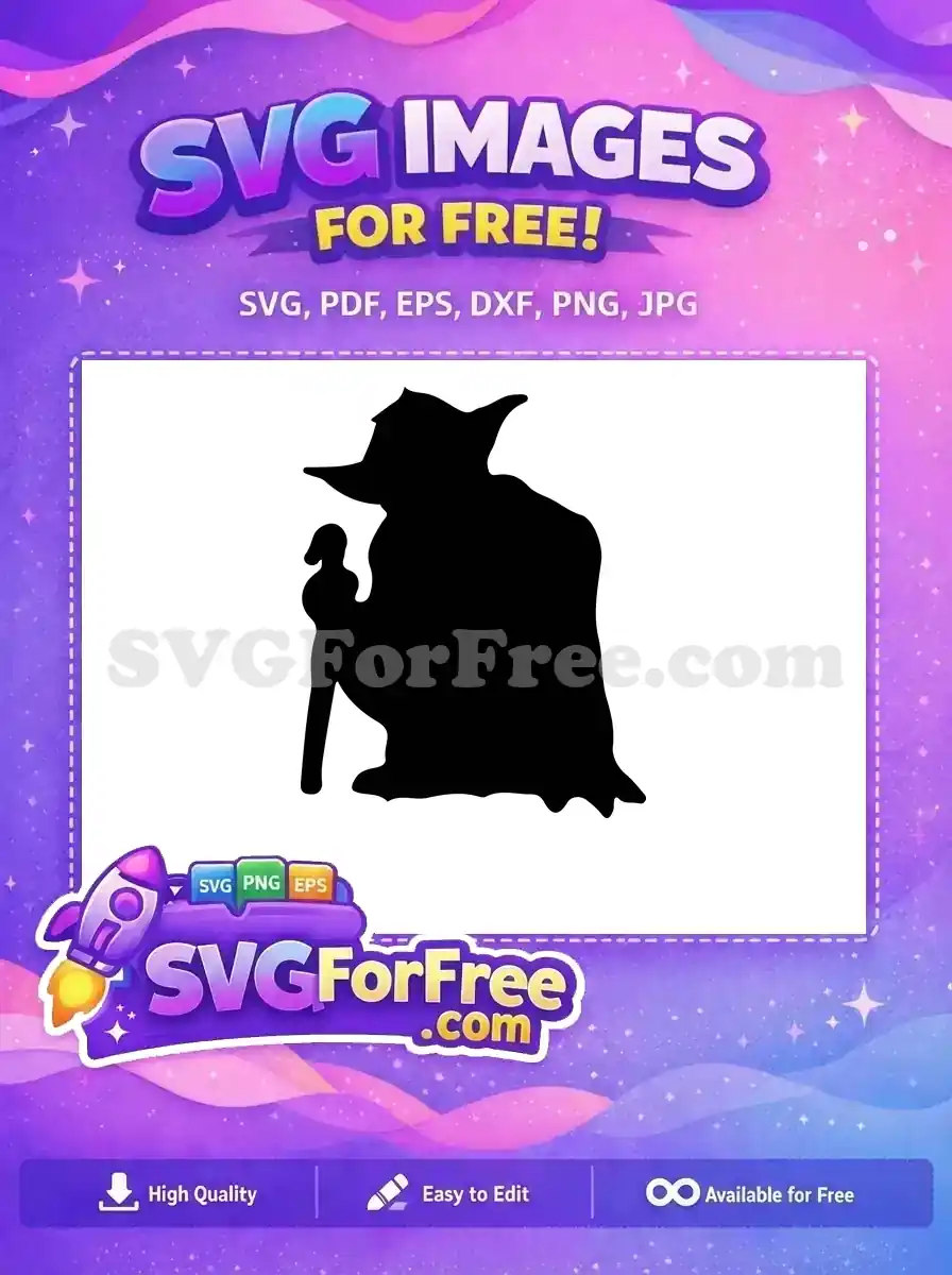 Free Yoda Silhouette Free Walking Stick Star Wars Free SVG 1