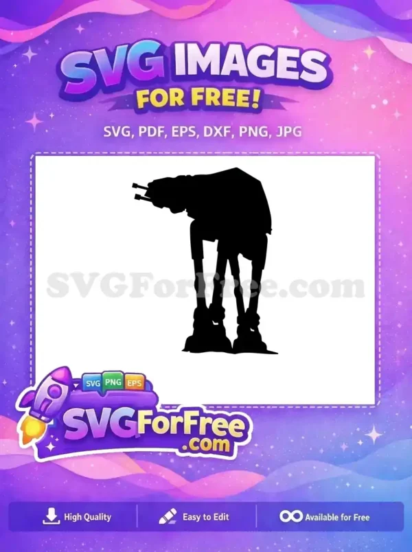 Free Black AT-AT Free Walker Silhouette Star Wars Free SVG