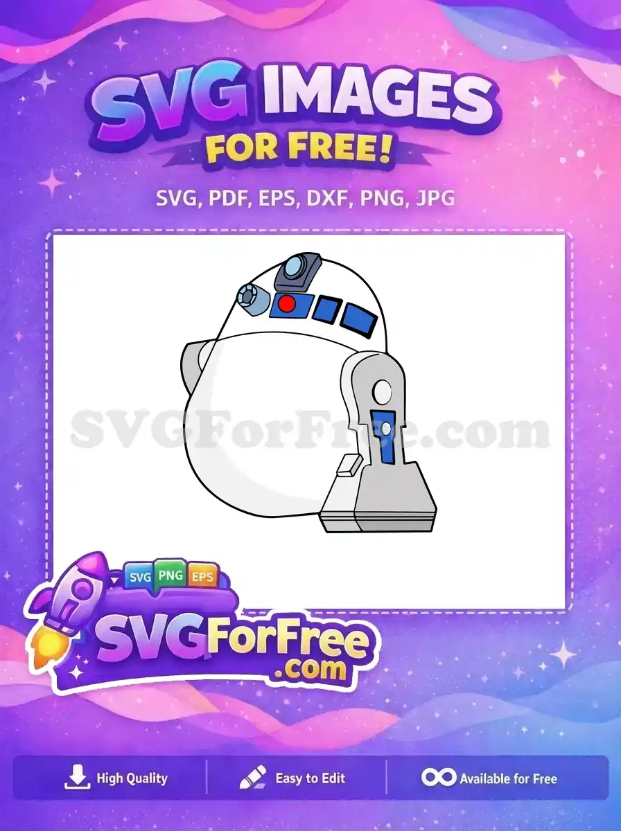 Free R2-D2 Droid Free Blue Panels Star Wars Free SVG 1