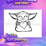 Free Smiling Grogu Free Holding Heart Star Wars Free SVG - Instant Download