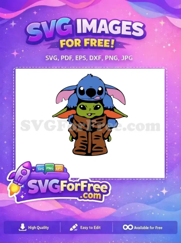 Free Blue Stitch Free Green Grogu Star Wars Free SVG
