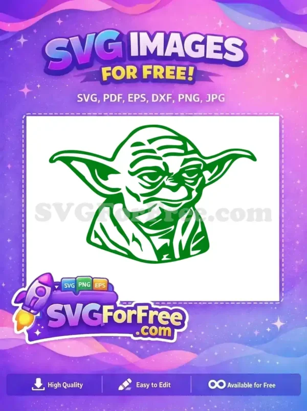 Free Green Yoda Face Free Cute Ears Star Wars Free SVG
