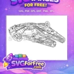 Free Millennium Falcon Spaceship Free Intricate Lines Star Wars Free SVG - Instant Download