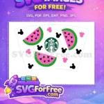 Free Pink Watermelon Free Mickey Pattern Starbucks Free SVG - Instant Download