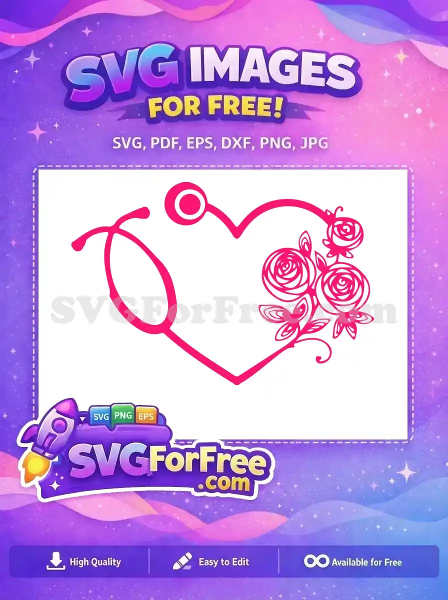 Free Pink Stethoscope Free Floral Heart Nurse Life Free SVG