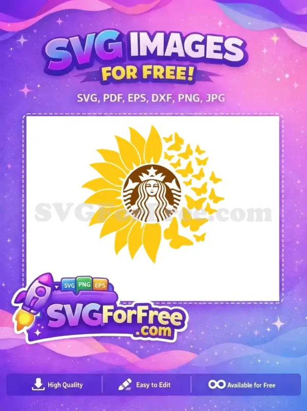 Free Sunflower Petals Free Butterfly Starbucks Inspired Free SVG
