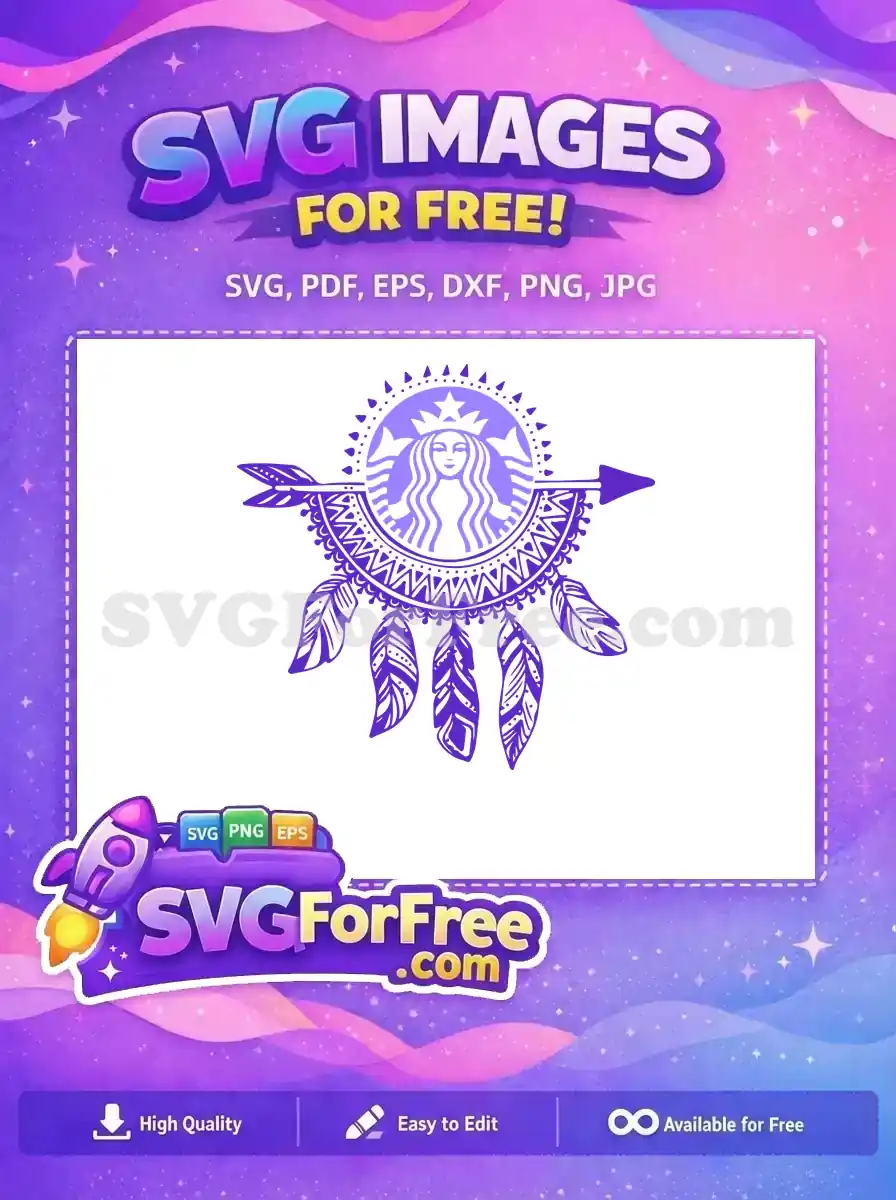 Free Bohemian Starbucks Logo Free Dreamcatcher Arrow Purple Free SVG