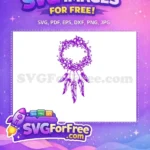 Free Purple Floral Wreath Free Feather Dreamcatcher Starbucks Free SVG - Instant Download