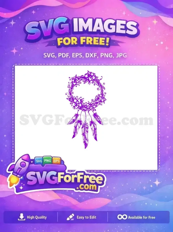 Free Purple Floral Wreath Free Feather Dreamcatcher Starbucks Free SVG
