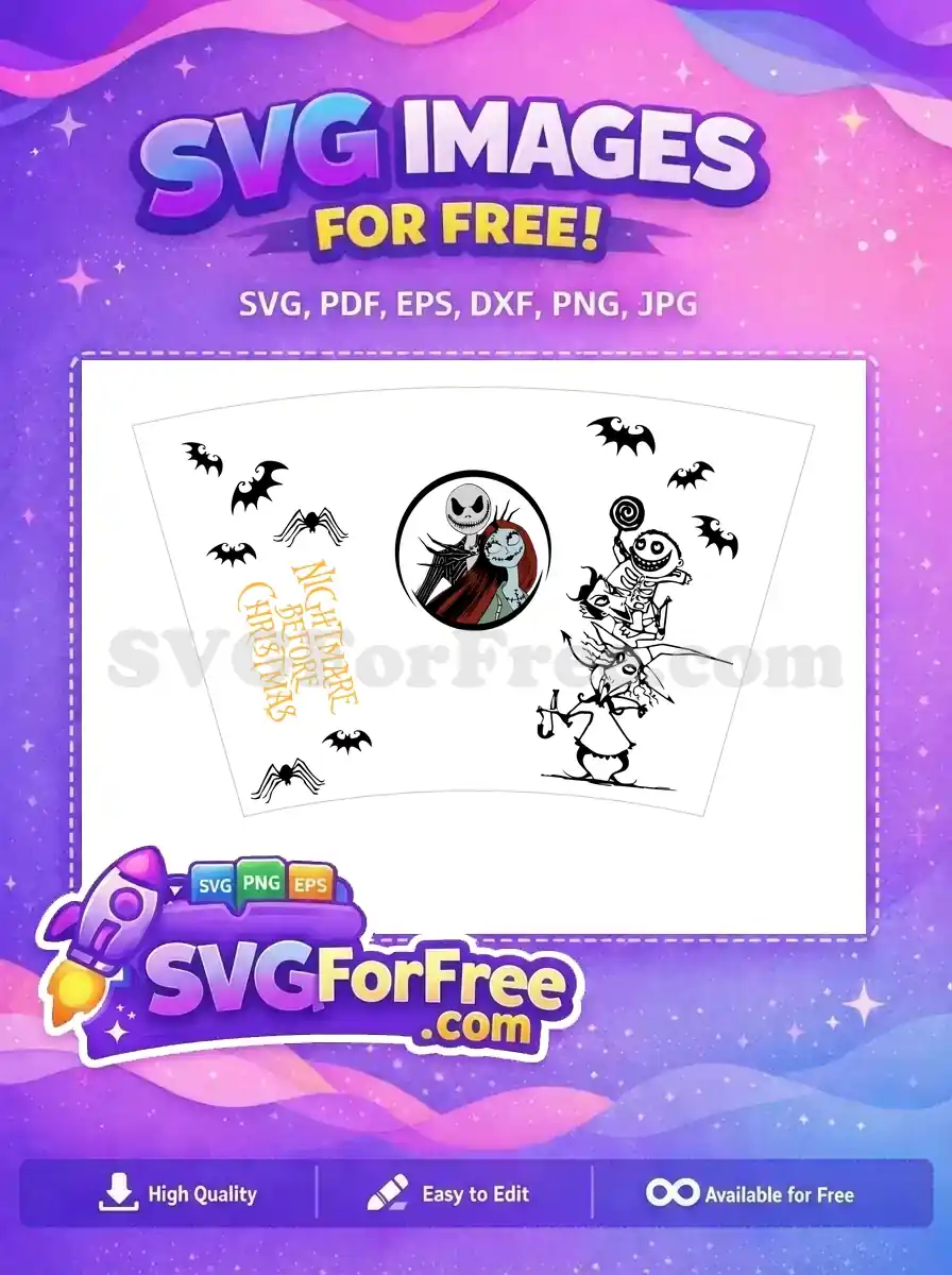 Free Jack Skellington Free Sally Starbucks Nightmare Before Christmas Free SVG 1
