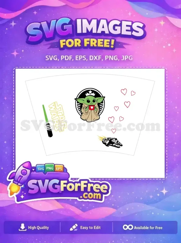 Free Baby Yoda Hearts Free Starbucks Logo Star Wars Free SVG