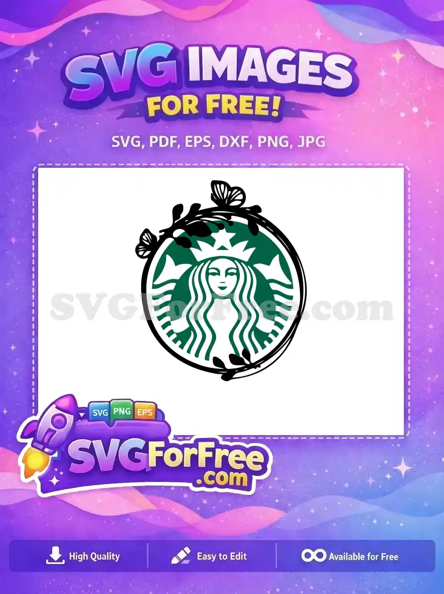 Free Butterfly Accent Free Starbucks Green Floral Free SVG