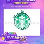 Free Starbucks Green Floral Free Butterfly Starbucks Free SVG - Instant Download