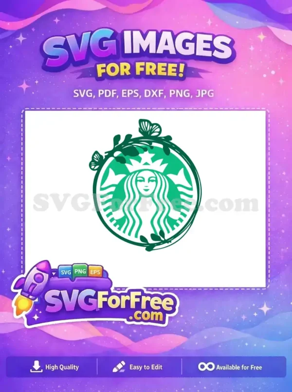 Free Starbucks Green Floral Free Butterfly Starbucks Free SVG