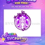 Free Purple Butterfly Free Floral Starbucks Design Free SVG - Instant Download