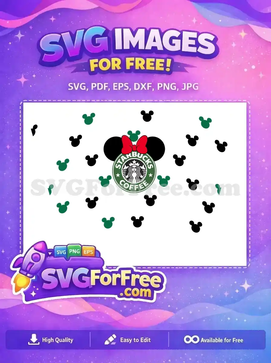 Free Minnie Red Bow Free Starbucks Green Logo Pattern Free SVG
