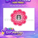 Free Red Floral Pattern Free Starbucks Logo Design Free SVG - Instant Download