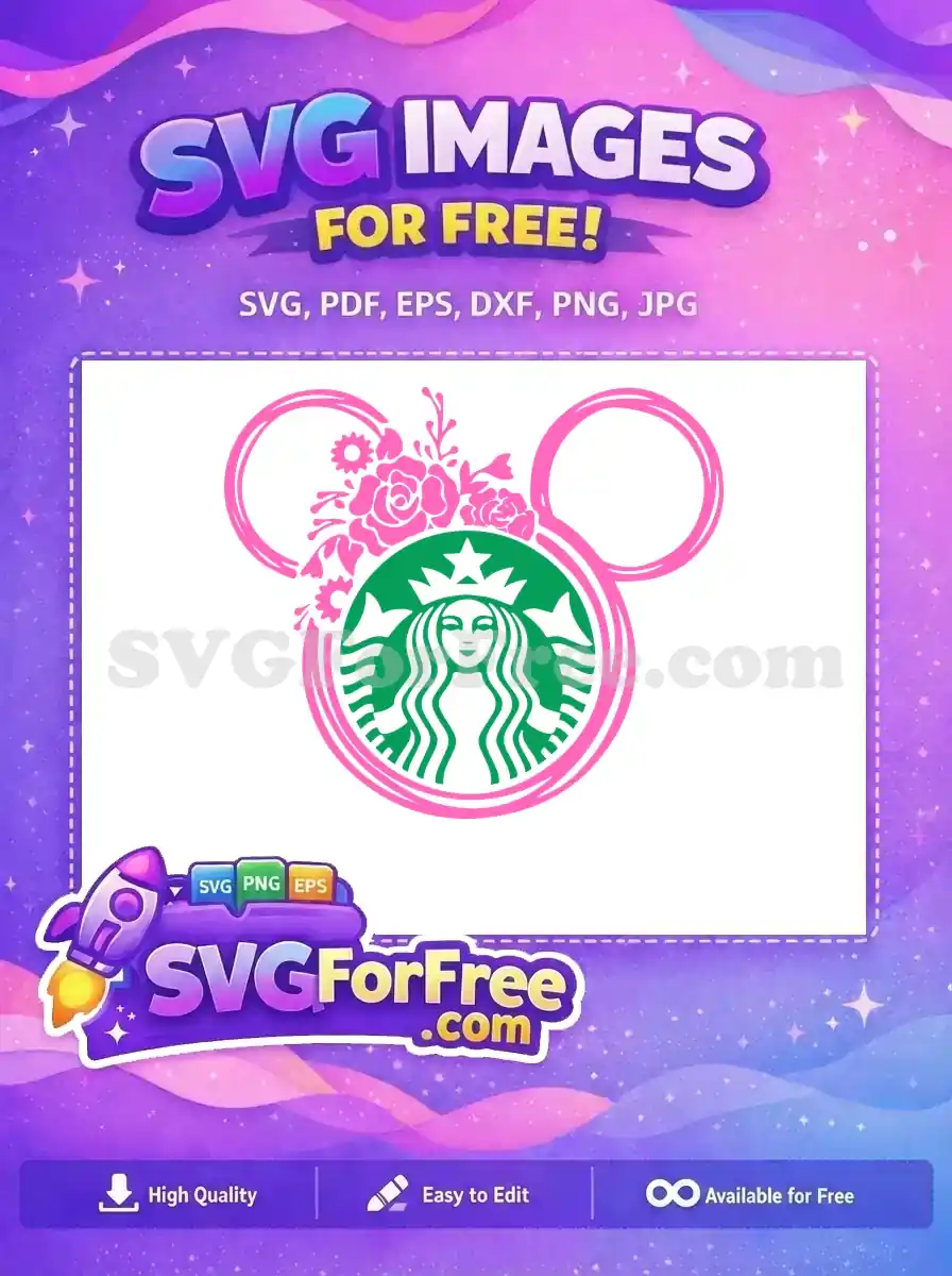 Free Pink Floral Ears Free Starbucks Green Logo 1 Free SVG