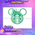 Free Floral Starbucks Free Mouse Ears Green Starbucks Free SVG - Instant Download