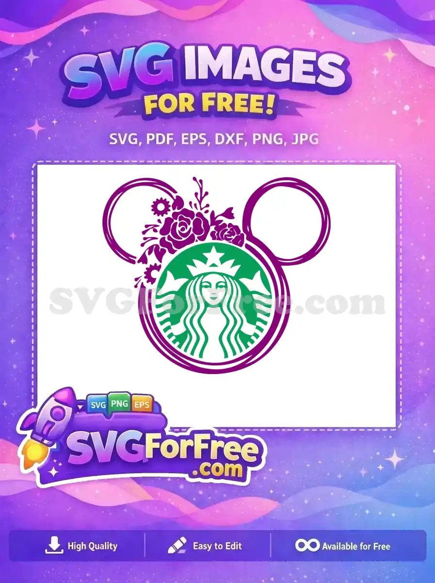 Free Floral Purple Starbucks Free Mickey Mouse Ears Free SVG