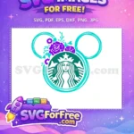 Free Teal Mickey Ears Free Purple Flowers Starbucks Free SVG - Instant Download