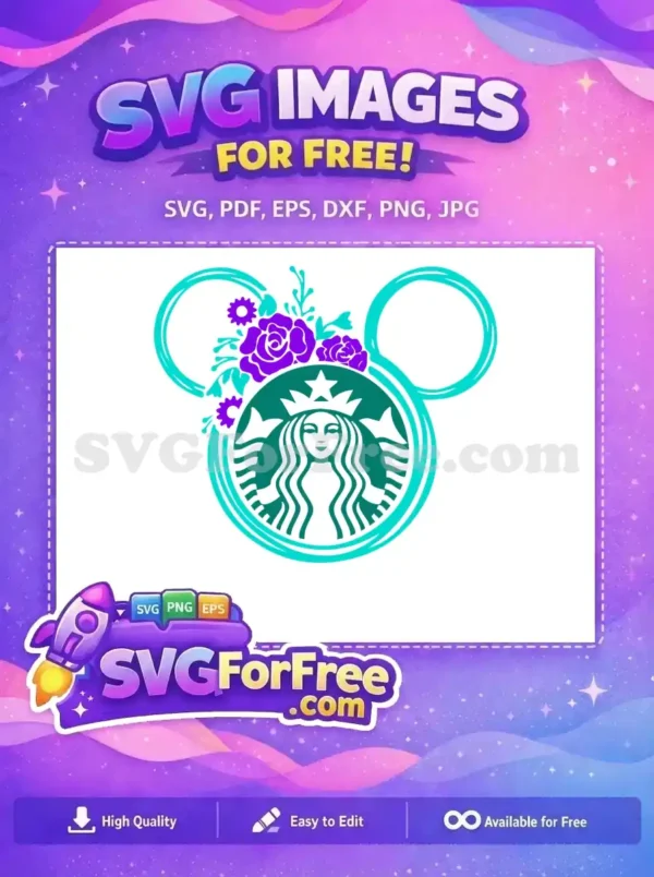 Free Teal Mickey Ears Free Purple Flowers Starbucks Free SVG Free Teal Mickey Ears Free Purple Flowers Starbucks Free SVG
